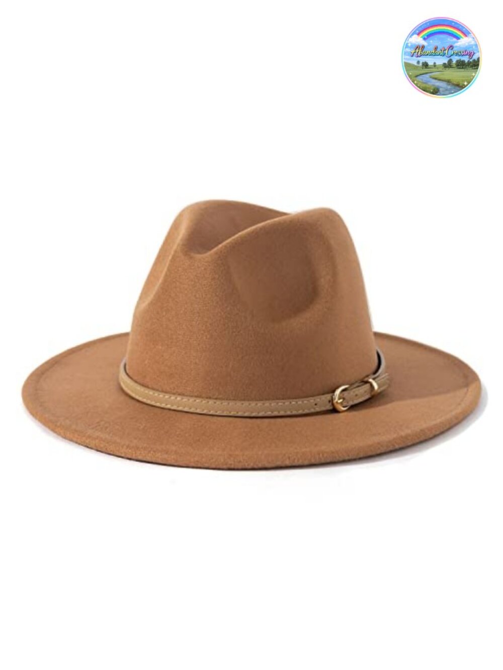 Classic Felt Fedora Wide Brim Hat with Belt Buckle